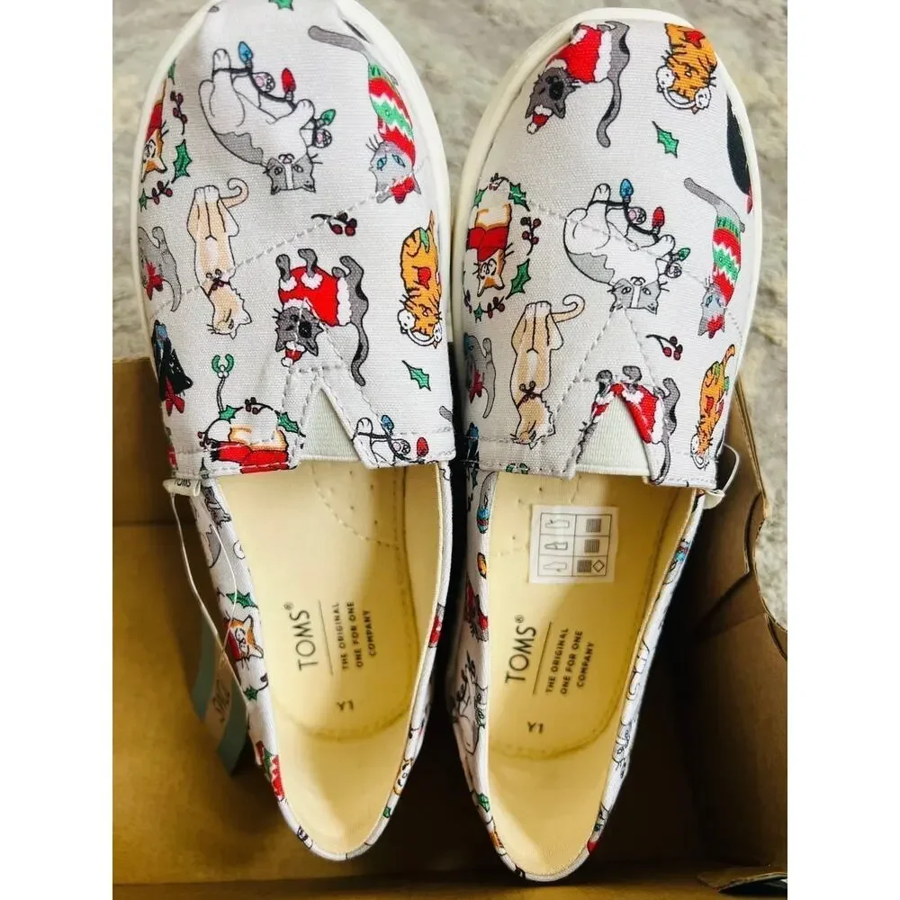 NIB❤️Toms Holidays Cats Sneaker Shoes sz1